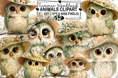 Summer Woodland Animals Clipart Watercolor png Product Image 1