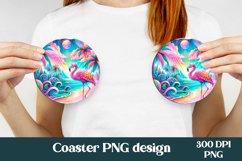 Flamingo tropical summer car coaster sublimation design Product Image 1