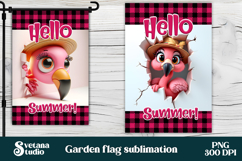 Summer flag PNG design | Tropical flamingo garden flag PNG Product Image 1
