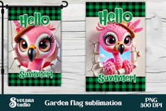 Summer flag PNG design | Tropical flamingo garden flag PNG Product Image 1