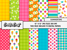 Summertime Digital Papers, ice cream scrapbook designs Product Image 2