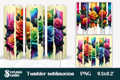 Rose brushstroke tumbler wrap | Summer tumbler sublimation Product Image 1