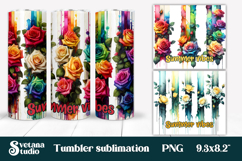 Rose brushstroke tumbler wrap | Summer tumbler sublimation Product Image 1