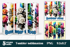 Rose brushstroke tumbler wrap | Summer tumbler sublimation Product Image 1