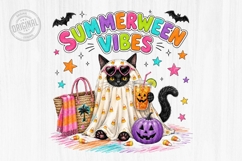 Summerween Cat Ghost Vacation PNG Design Product Image 1