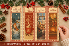 Merry Christmas Printable Bookmarks Png, Cozy Cottage Product Image 1