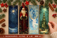 Merry Christmas Printable Bookmarks Png, Santa Claus Product Image 1