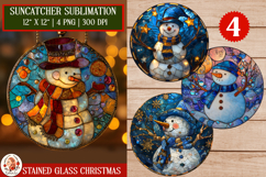 Cozy Snowman Stained Glass Suncatcher. Holiday Ornament Product Image 1