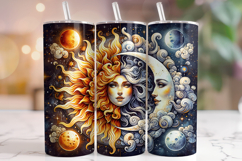 Sun And Moon Boho Tumbler Wrap, Celestial Tumbler Wrap PNG Product Image 1