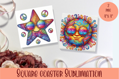 Sun and moon - square coasters Product Image 1