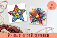 Sun and moon, star - square coasters Product Image 1