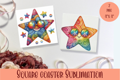 Sun and moon, star - square coasters Product Image 1