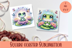 Funny Frog Coaster Sublimation. Summer Coaster Design Product Image 1