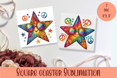 Sun and moon, star - square coasters Product Image 1