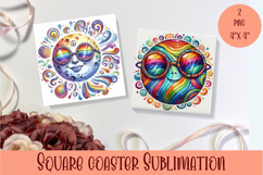 Sun and moon, star - square coasters Product Image 1