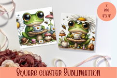 Funny Frog Coaster Sublimation. Summer Coaster Design Product Image 1