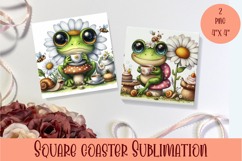 Funny Frog Coaster Sublimation. Summer Coaster Design Product Image 1