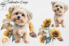 Custom Order | Morkie Sunflower Watercolor Sublimation Product Image 1