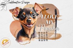 I love my Pinscher Watercolor Sublimation PNG Clip Art Product Image 1