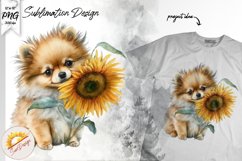 Pomeranian Sunflower Watercolor Sublimation PNG Product Image 1