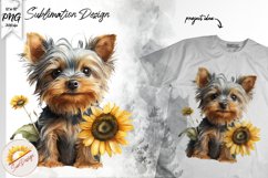 Yorkshire Terrier Sunflower Watercolor Sublimation PNG Product Image 1