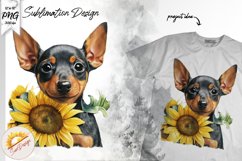 Pinscher Sunflower Watercolor Sublimation PNG Product Image 1