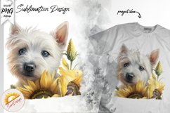 West Highland Terrier Sunflower Watercolor Sublimation Product Image 1