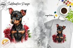 Pinscher Valentine's Day Watercolor Sublimation PNG Product Image 1