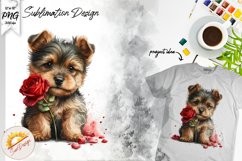 Yorkshire Terrier Valentine's Day Watercolor Sublimation PNG Product Image 1