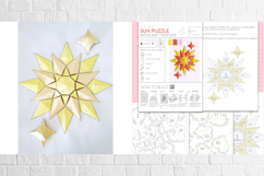 Paper Geometric Sun Puzzle, 3D Papercraft, B&amp;W template PDF Product Image 4