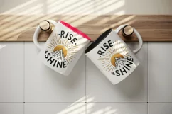 sun rising mountain golden glow motivating quote Rise and Shine print 20 oz tumbler skinny mug wrap clipart t-shirt sublimation printable design
