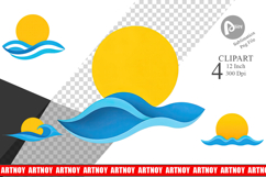 Sun and Waves Clipart Product Image 1