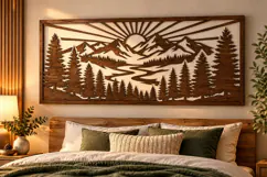 Sunburst Mountain Wall Art Laser Cut Svg Product Image 1