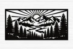 Sunburst Mountain Wall Art Laser Cut Svg Product Image 2