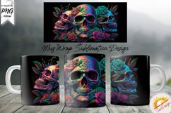 Skulls and Roses, Gothic Skull, Sublimation, Mug Wrap PNG Product Image 1