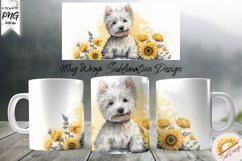 Westie Sunflower Mug Sublimation, Mug Wrap PNG Product Image 1