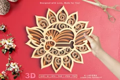 3D Layered Paw with Heart and Wings and Sunflower Lasercut Product Image 1
