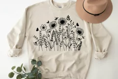 Wildflower Svg, Flower Svg, Sunflower svg Line Art. Product Image 2