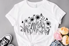 Wildflower Svg, Flower Svg, Sunflower svg Line Art. Product Image 4