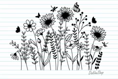Wildflower Svg, Flower Svg, Sunflower svg Line Art. Product Image 9