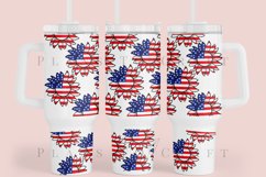 sunflower 4th of july  40oz quencher tumbler sublimation full wrap high resolution transparant background