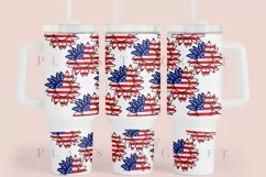 sunflower 4th of july  40oz quencher tumbler sublimation full wrap high resolution transparant background
