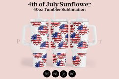 sunflower 4th of july  40oz quencher tumbler sublimation full wrap high resolution transparant background