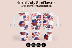 sunflower 4th of july  40oz quencher tumbler sublimation full wrap high resolution transparant background