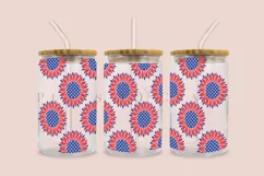sunflower 4th of july libbey beer can glass full wrap svg presized template for 16oz and 20oz glass for Cricut Silhouette and sublimation