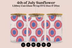 sunflower 4th of july libbey beer can glass full wrap svg presized template for 16oz and 20oz glass for Cricut Silhouette and sublimation
