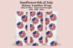 sunflower 4th of july skinny tumbler sublimation wrap with high resolution 300 DPI and transparant background perfect for 20oz and 30oz skinny tumbler