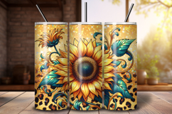 Sunflower Tumbler Wrap PNG for Sublimation, 20oz Skinny Wrap Product Image 1