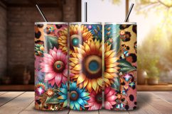 Sunflower 20oz Tumbler Wrap PNG, Floral Sublimation Design Product Image 1