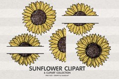 Gold Giltter Sunflower Clipart Sublimation PNG Product Image 1